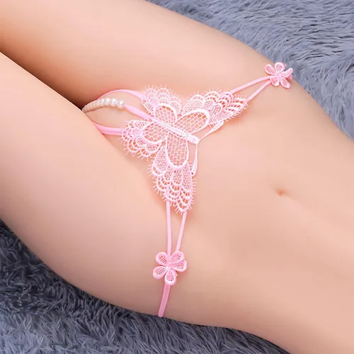 Vista 3 de Zzalalana Tangas de lencería sexy de malla transparente para mujer, para sexo, juego travieso, kawaii, mariposa, encaje transparente, tanga