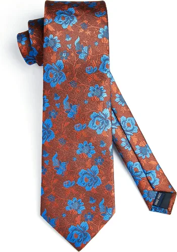 Vista 217 de Corbatas florales tejidas clásicas para hombre, corbata cuadrada de bolsillo, corbatas formales para hombres, boda con pañuelo