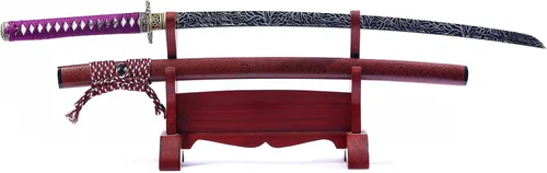 Vista 8 de Katana de acero de alto carbono 1060 forjada a mano, espada de hoja real, espadas de combate de 41 pulgadas, corte de papel ya afilado