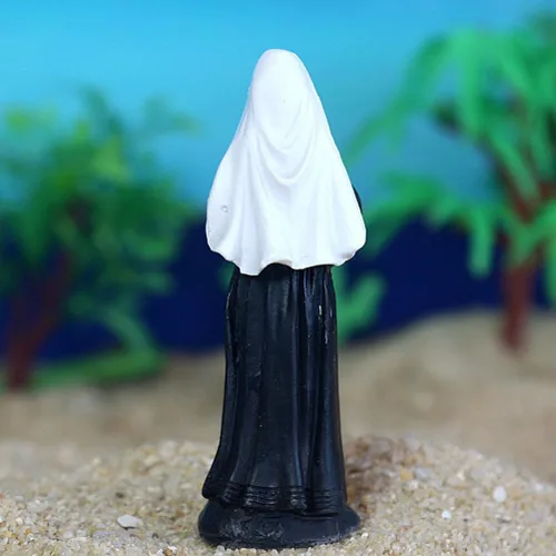 Vista 5 de Garneck Estatua de monja Virgen Figuras católicas Estatua de oración Mini escultura católica Figuras Virgen Desltop Escultura Escritorio Rosario
