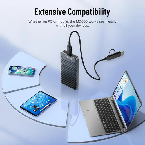 Vista 6 de SSD portátil de 2TB – Unidad de estado sólido externa USB 3.2 Gen 2x2, hasta 2000MB/s, USB-C dual y USB-A, compatible con smartphones, laptops