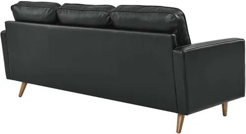 Vista 6 de Pemberly Row Sofá seccional del apartamento del cuero del estilo moderno de 78" en negro