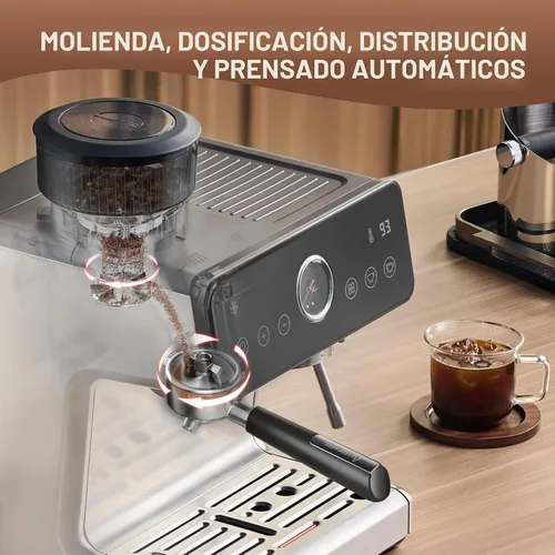 Vista 14 de Máquina de espresso con distribución automática y tazón con molinillo, cafetera barista con cold brew, espumador de leche para latte, máquina