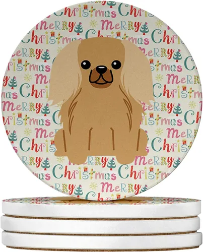 Vista 196 de Abyssinian Sand Terrier Merry Christmas - Posavasos grandes de piedra arenisca (4 unidades)