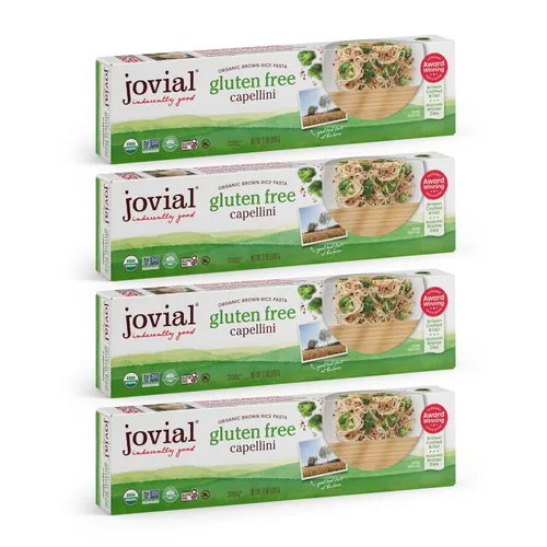 Vista 3 de Pasta Capellini de Arroz Integral Jovial - Pasta de Grano Entero, Orgánica, Sin Gluten, Sin Lácteos, Pasta de Arroz Integral, Hecha en Italia - 12 Oz