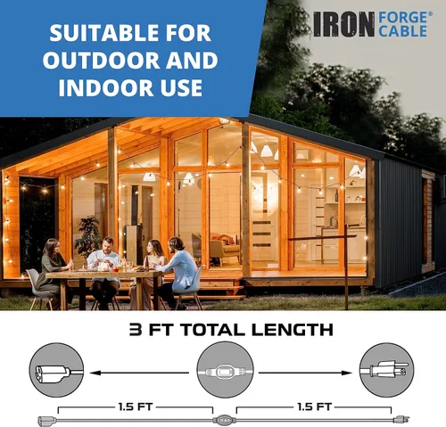 Vista 7 de Iron Forge Cable Cable de extensión blanco de 3 pies para exteriores con interruptor en línea impermeable IP65 de encendido/apagado, interruptor