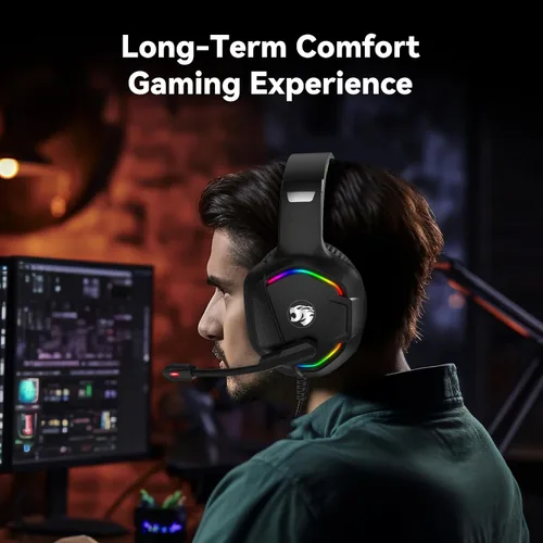 Vista 4 de Auriculares para juegos con micrófono para PC, Xbox One Series Xs, PS4, PS5, interruptor, auriculares estéreo con cancelación de ruido