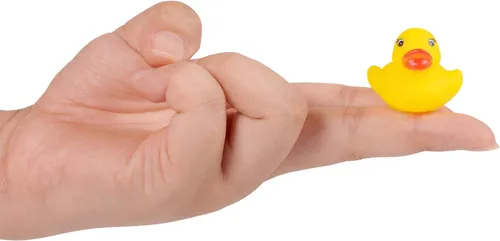 Vista 5 de Paquete de 144 mini patos de goma, mini patitos de goma coloridos de baño para niños, flotar y chillar, juego de juguetes de piscina para regalos