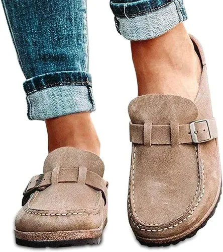 Vista 5 de DOIX Mocasines planos para mujer, informales, cómodos, de gamuza, sin cordones, con puntera cerrada, para caminar, para verano, hogar, oficina