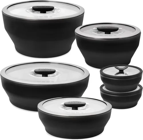 Vista 14 de Anyday Juego de 8 Piezas de Utensilios de Cocina para Microondas y Almacenamiento de Alimentos de Vidrio con Tapas de Vidrio Recipientes Sin