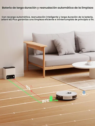 Vista 7 de Lefant - Robot aspirador y fregona LiDAR, autovaciado de 75 días, succión potente de 6000 Pa, limpieza personalizada, mapeo del hogar, 140 minutos