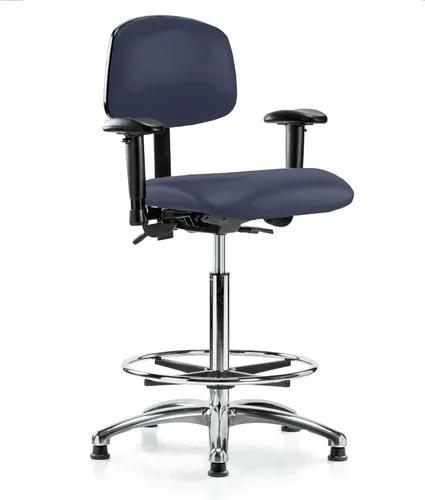 Vista 96 de PERCH - Silla giratoria con ruedas para alfombra o linóleo, cromado, Textil, Tela negra