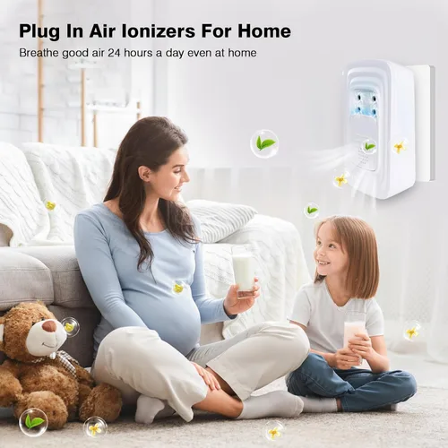 Vista 6 de Paquete de 4 ionizadores de aire enchufables para el hogar con 4 cabezales de cepillo y fragancia, purificador de aire silencioso de iones negativos