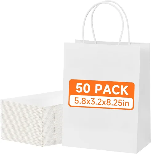Vista 16 de METAPRINT 100 bolsas de regalo de papel de 8 x 4.5 x 10.8 pulgadas, bolsa de papel kraft negro con asas a granel para cumpleaños, bodas, fiestas