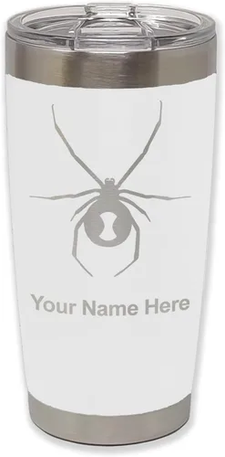 Vista 34 de LaserGram Vaso aislado al vacío de 20 onzas, araña viuda negra, grabado personalizado incluido (negro)