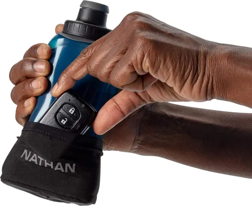 Vista 5 de Nathan Running Handheld Water Bottle Adjustable No-Grip Quick Squeeze Lite Hand Strap. Reflective Hydration
