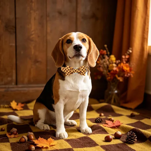 Vista 2 de Collar de perro a cuadros de búfalo amarillo otoñal con pajarita elegante Otoño-Lazo-Cuadros Amarillo