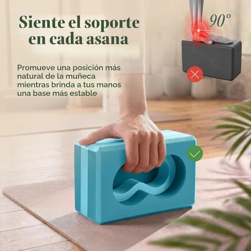Vista 3 de Deep-Zen® Bloques de yoga con soporte de muñeca; bloques de yoga 2 unidades con rodilleras y correa para poner menos peso en las muñecas; juego