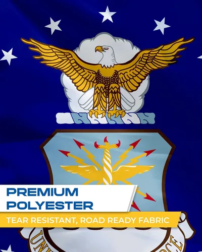Vista 3 de AGAS - Bandera de motocicleta de la Fuerza Aérea – 6 x 9 pulgadas – Poliéster de punto impreso de doble cara – Bordes de doble costura – Bandera
