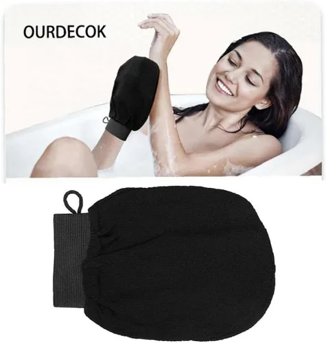 Vista 3 de Guantes exfoliantes, 1 unidad, guantes de baño de crin de caballo para hombres y mujeres, manopla para ducha, spa, masaje y removedor de células