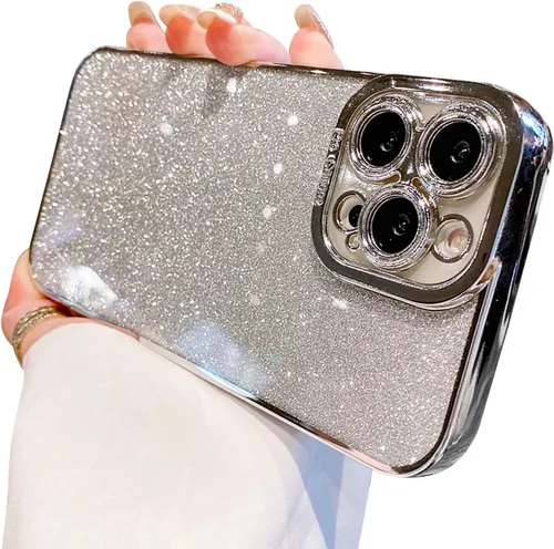 Vista 18 de Funda compatible con iPhone 11 Pro con purpurina, de lujo, linda, flexible, cubierta chapada, protección de cámara, a prueba de golpes, funda