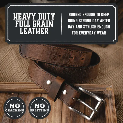 Vista 2 de El cinturón de cuero Baron para hombres Fabricado en EE. UU. Cinturón de cuero de grano completo para hombre Gris Avalancha