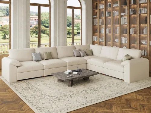 Vista 72 de EASE MOOSE Sofá modular seccional, sofá en forma de U para sala de estar Beige
