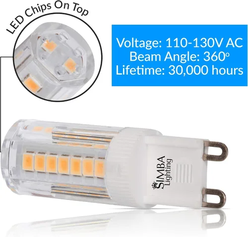 Vista 5 de Simba Lighting Bombilla LED G9 (paquete de 5) 4 W T5 40 W halógena de repuesto para colgantes, luces de techo, lámpara de escritorio, aplique