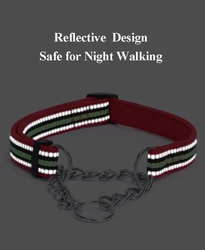 Vista 6 de LOS ANDES Collar Martingale para perros, collar reflectante para perro, collar de entrenamiento acolchado ajustable para perro, collar de nailon