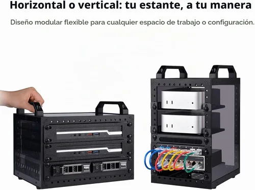 Vista 5 de GeeekPi DeskPi RackMate TT Mini gabinete de servidor para mini PC, red, servidores, audio y equipo de video