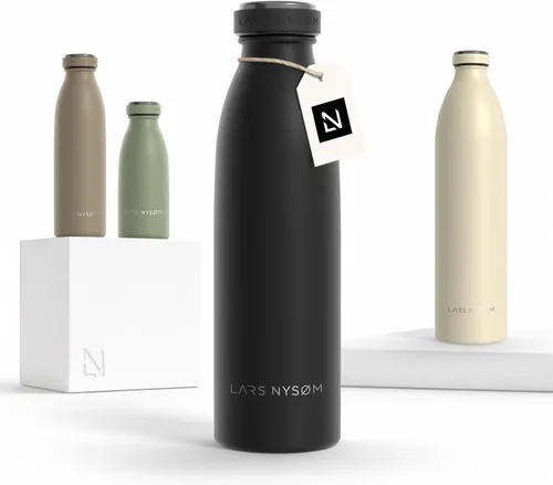 Vista 100 de LARS NYSØM Botella de agua aislada de acero inoxidable de 12 onzas, 17 onzas, 25 onzas, 34 onzas, 51 onzas, frasco térmico aislado para bebidas