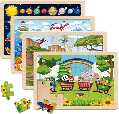 Vista 8 de Rompecabezas para niños de 3 a 5 años, juego de 4 paquetes con 24 piezas Mashup de animales