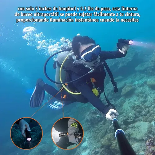 Vista 5 de ORCATORCH Luz de buceo compacta de respaldo D580, linterna de buceo de 530