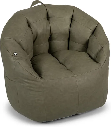 Vista 39 de Big Joe Milano - Silla de Puf con Cuero Montana Negro Vibe