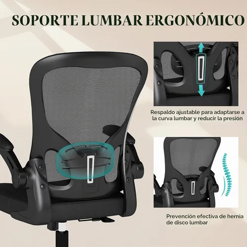 Vista 7 de Flysky Silla de oficina de malla, sillas ergonómicas de escritorio para Negro