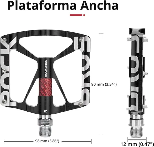 Vista 2 de ROCKBROS Pedales de bicicleta de montaña Pedales MTB CNC antideslizante ligero aleación de aluminio Pedales de bicicleta rodamientos sellados