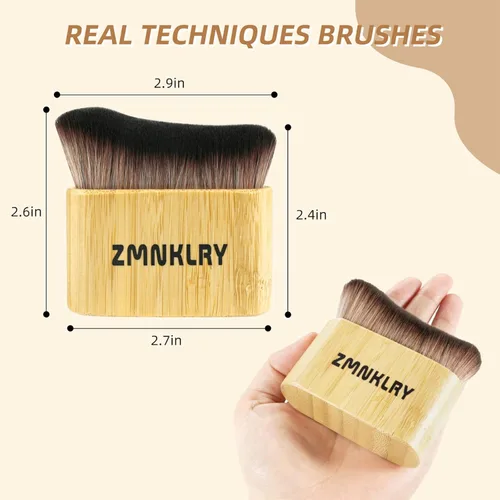 Vista 3 de Kabuki Brush - Brocha bronceadora y autobronceadora, mejora para maquillaje facial y corporal