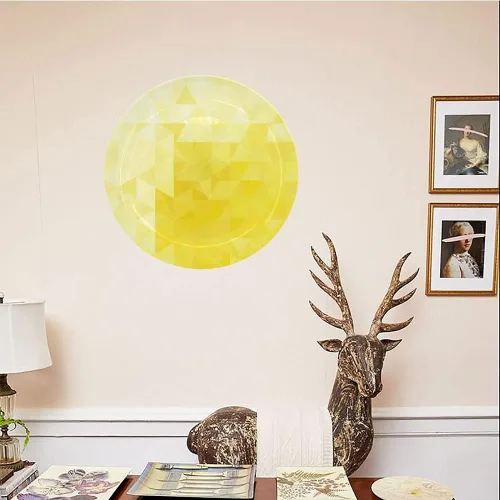 Vista 4 de Platos de cerámica, placas de cerámica decorativas amarillas, triángulo simple, mosaico retro ondulado, 8 pulgadas, platos decorativos