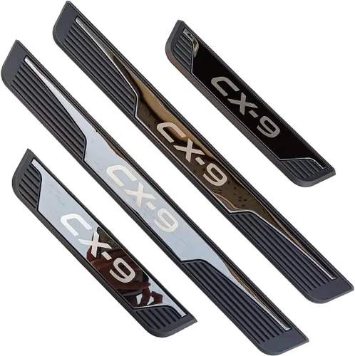 Vista 3 de Kit de protector de umbral de puerta inoxidable para Mazda CX-9 2017-2023 Accesorio interior (negro)