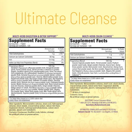 Vista 2 de Nature's Secret Ultimate Cleanse 2 partes de desintoxicación y eliminación total del cuerpo apoya la digestión, el bienestar, la salud del colon