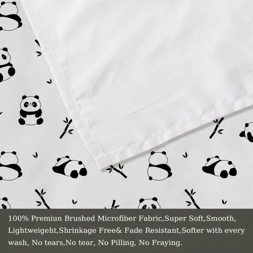 Vista 6 de MUSOLEI Sábanas Panda Sábanas ajustadas Lindas hojas de cama con conjunto de cama de animales 3D con orejas para niñas Conjunto de cama individual
