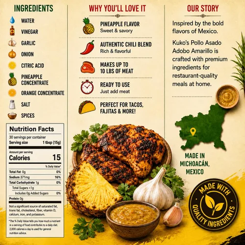 Vista 2 de Pollo Asado Adobo Adobo Marinade Yellow Amarillo Carniceria Meatmarket style delicious - 16oz (paquete de 1)