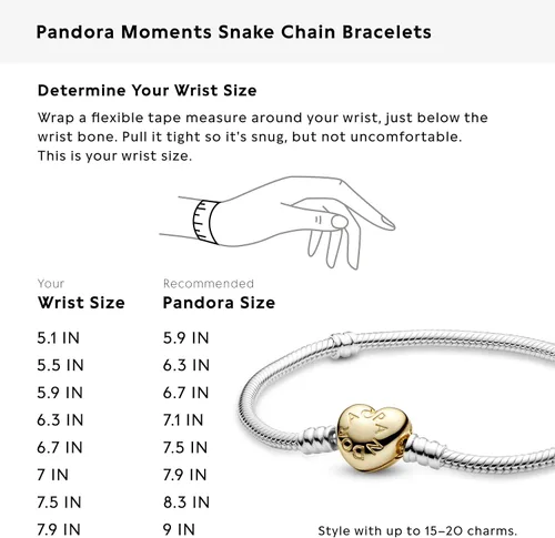 Vista 7 de PANDORA Jewelry Moments Heart Clasp Snake Chain Charm Bracelet