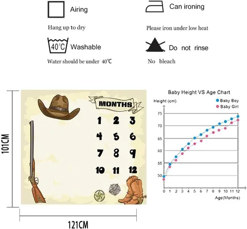 Vista 4 de F-FUN SOUL - Manta mensual de vaquero occidental para bebé, 48 x 40 pulgadas, botas de pistola, sombreros, manta de guardería para mamá recién