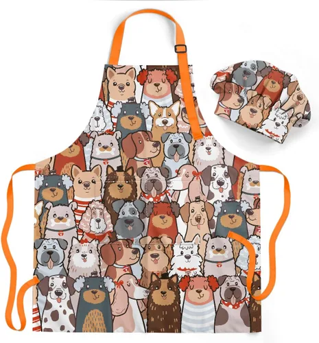 Vista 26 de SANDJEST Juego de delantal para niños con gorro de chef, regalos de delantal de cocina Alfabeto