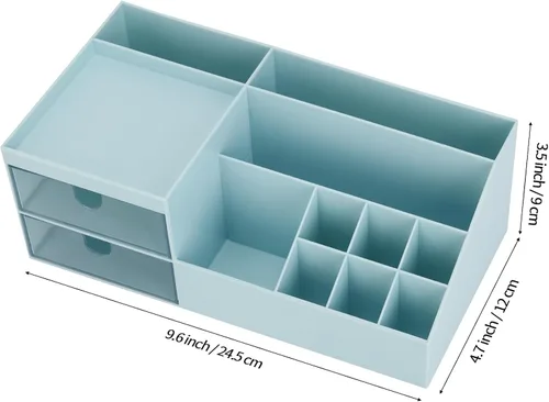 Vista 2 de LETURE Organizador de Escritorio, Caja Organizadora de Tocador de Maquillaje Cosmético, Almacenamiento de Maquillaje para Mostrador de Baño