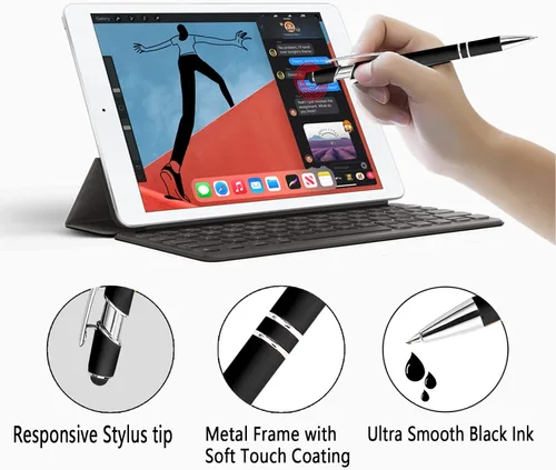 Vista 2 de EAQ Bolígrafos personalizados grabados personalizados con punta de lápiz capacitivo, bolígrafos con nombre de texto y mensaje para aniversarios