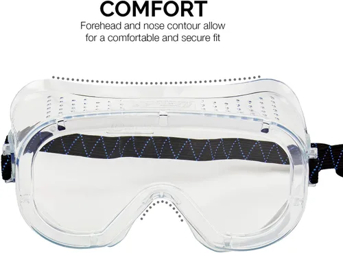 Vista 5 de Neiko 53874A - Gafas protectoras de seguridad antivaho con visión amplia, extrasuaves, ajustables y ligeras, transparentes