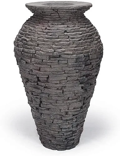 Vista 2 de Aquascape Kit de fuente de agua de urna de pizarra apilada mediana para paisaje y jardín 58090