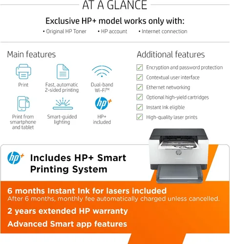 Vista 4 de HP LaserJet M209dwe 6GW62E - Impresora monocromática inalámbrica con Ethernet e impresión rápida a 2 caras, HP+ y 6 meses de Instant Ink gratis